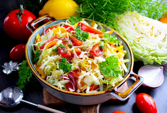 Салат капуста перець болгарський помідори рецепт з фото покроково 