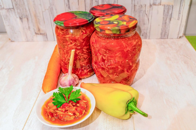Закуска з болгарського перцю з помідорами і часником на зиму рецепт з фото покроково і відео 