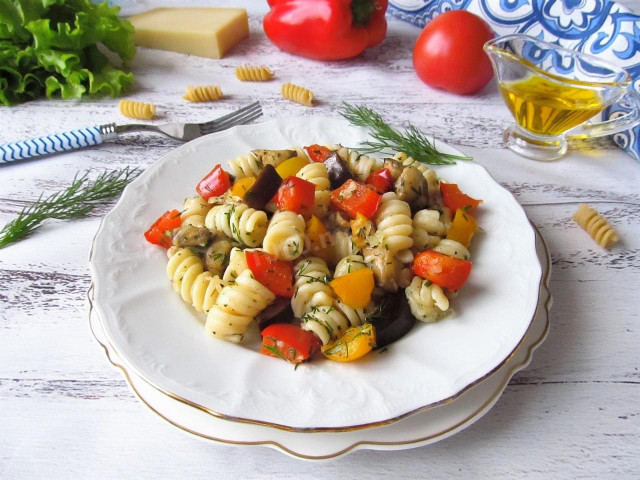 Макарони з запеченими овочами і сиром в духовці рецепт з фото покроково 