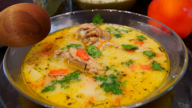 Сирний суп з куркою і болгарським перцем рецепт з фото покроково і відео 