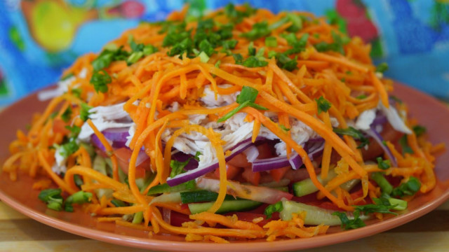 Східний овочевий салат з курячою грудкою рецепт з фото покроково і відео 
