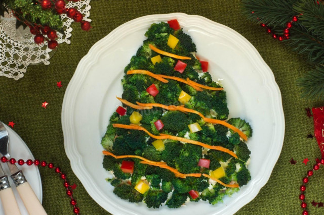 Вегетаріанський салат Ялина кучерява рецепт з фото покроково 