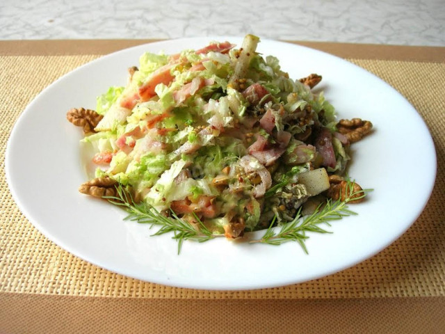 Салат красуня з пекінською капустою з грушею без майонезу рецепт з фото 