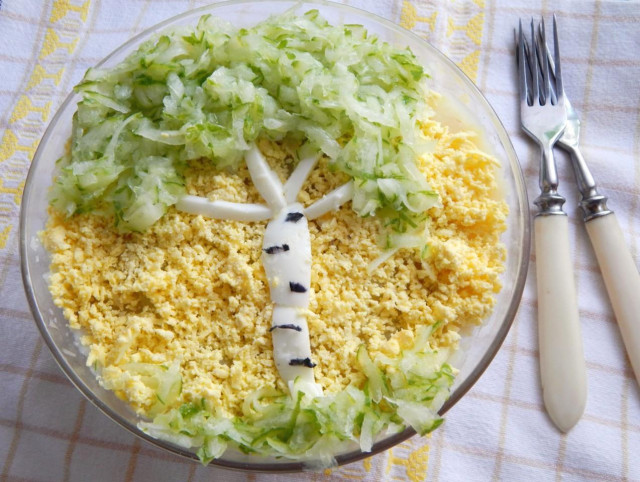Салат Берізка зі свіжим огірком і куркою рецепт з фото покроково 