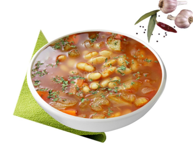 Суп з квасолею консервованою і копченостями рецепт з фото 
