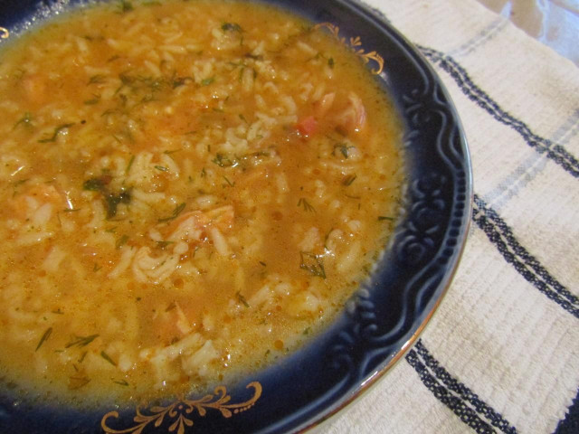 Рисовий томатний супчик з часничком і зеленню рецепт з фото 