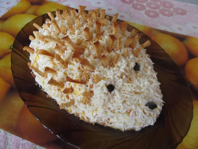 Салат Їжачок з сухариками рецепт з фото покроково 