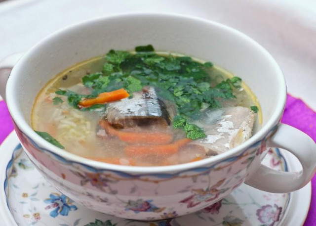 Суп з сайри рибної консерви з овочами рецепт з фото 