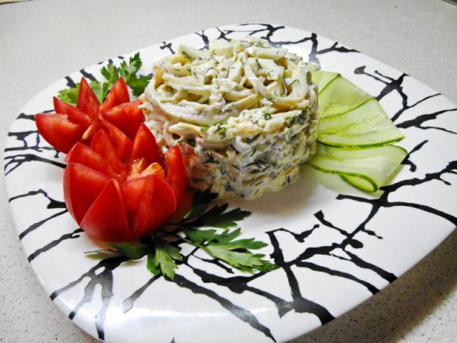 Салат з кальмарів з часником рецепт з фото покроково 
