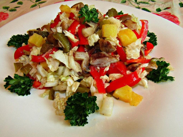 Пісний салат з пекінською капустою і грибами рецепт з фото покроково і відео 
