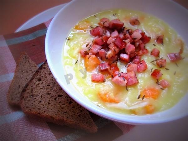 Густий картопляний суп з квашеною капустою і беконом рецепт з фото покроково 