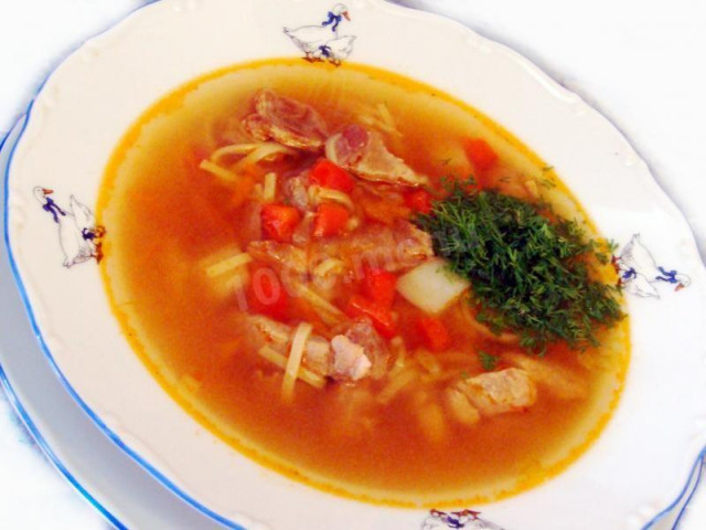 Швидкий суп зі смаженим м'ясом рецепт з фото покроково 