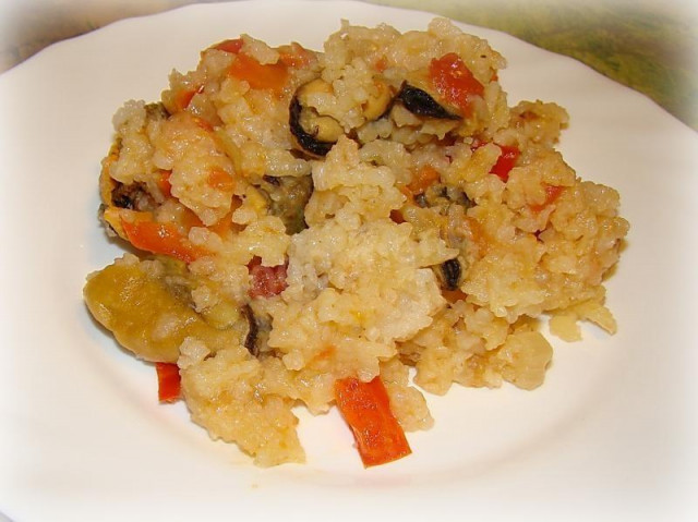 Мідії з рисом на сковороді рецепт з фото покроково 