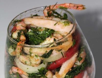 Кальмари з креветками і зеленню з лимонним соком і табаско рецепт з фото покроково 