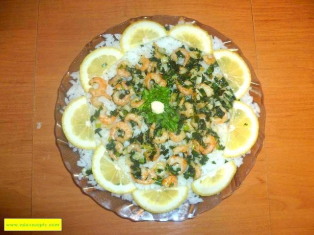 Салат з рисом, креветками і часником рецепт з фото покроково 