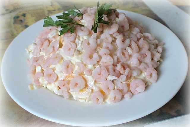 Салат Морський бриз кальмари, креветки, перець, пармезан рецепт з фото покроково 