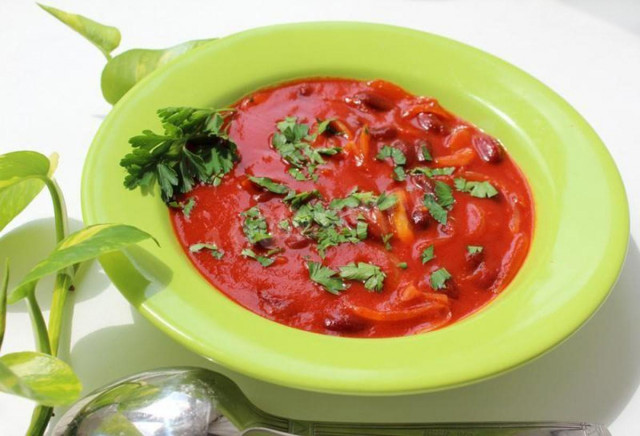 Гострий томатний суп з квасолею рецепт з фото покроково 