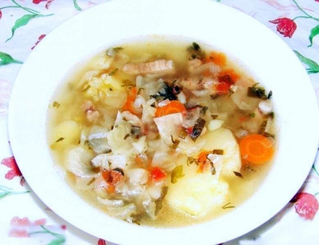 Суп зі свіжої капусти з м'ясом, кропивою і помідорами рецепт з фото крок за кроком 