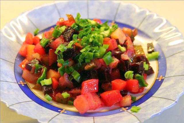 Пісний салат з грибами і буряком рецепт з фото покроково 
