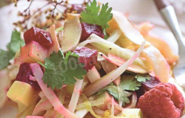 Салат з буряка яблука картоплі і копченої індички рецепт з фото 