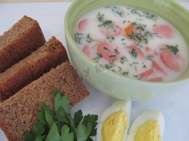 Суп з сосисками картоплею і сиром рецепт з фото покроково 