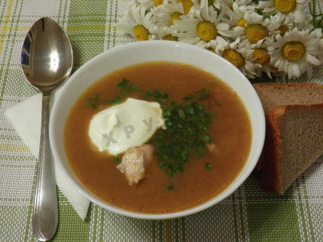Суп з індоуткой кетчупом і консервованою квасолею рецепт з фото покроково 