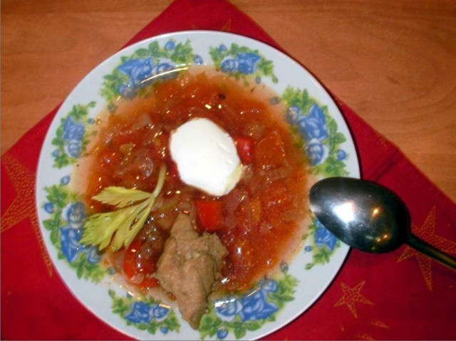 Борщ з буряком, болгарським перцем, капустою і селерою рецепт з фото покроково 