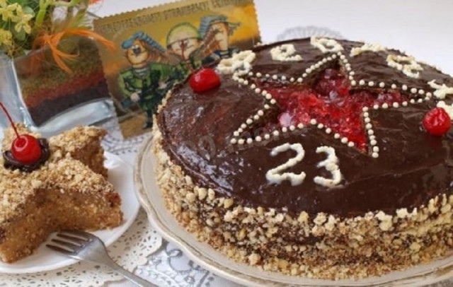 Подвійний бісквітний торт 23 лютого рецепт з фото покроково 
