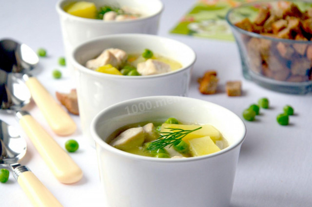 Суп з куркою і зеленим горошком рецепт з фото 