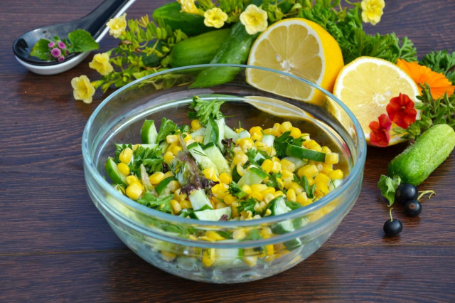 Літній овочевий салат з кукурудзою рецепт з фото покроково 