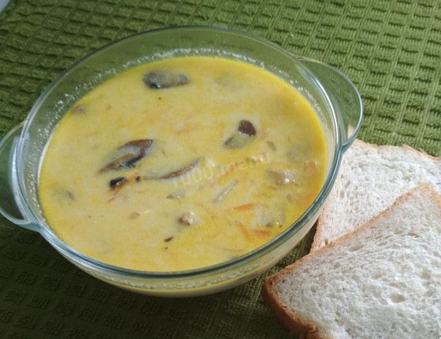 Суп з грибами індичкою і плавленим сирком рецепт з фото покроково 