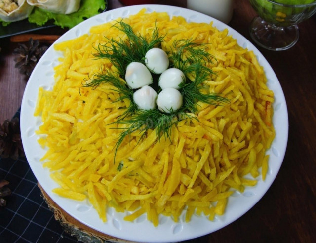 Гніздо перепілки салат рецепт з фото покроково і відео 