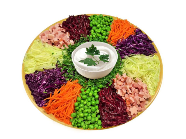 Салат козел з овочами і ковбасою рецепт з фото 