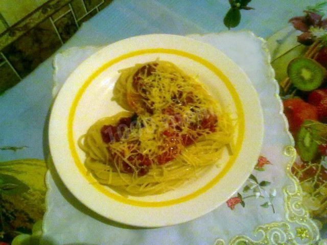 Спагетті з сиром помідорами і баклажанами рецепт з фото покроково 