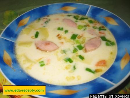 Суп з ковбасними виробами, картоплею і плавленим сиром рецепт з фото покроково 