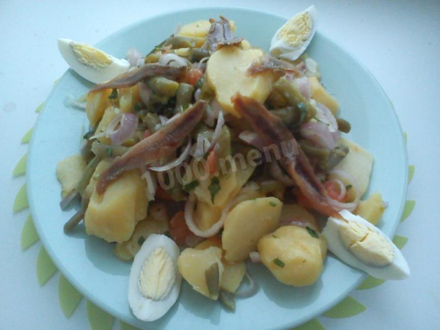 Картопляно-квасолевий салат з анчоусами рецепт з фото покроково 