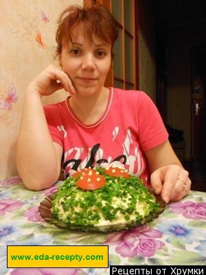 Салат лесная поляна с шампиньонами Новогодний