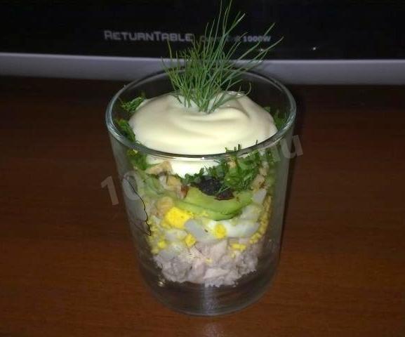 Салат з куркою шарами рецепт з фото покроково 