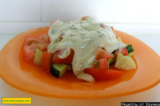 Салат з курячим м'ясом і цвітною капустою рецепт з фото покроково 