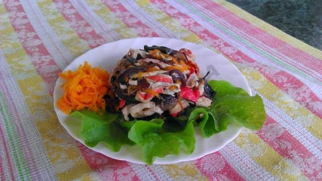 Салат зі смаженими крабовими паличками рецепт з фото покроково 