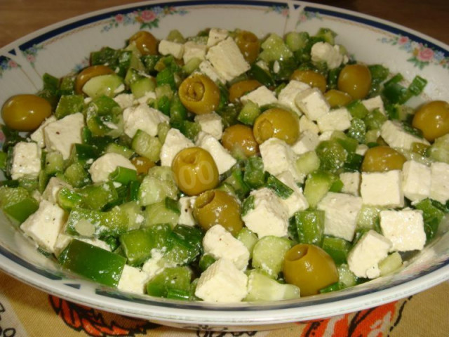 Зелений грецький салат з сиром фета рецепт з фото покроково 