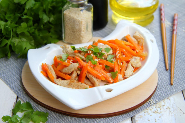 Салат курка і корейська морква без майонезу рецепт з фото покроково і відео 