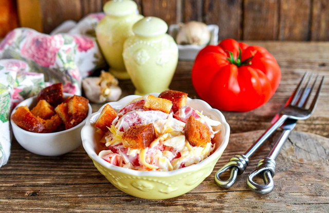 Салат з помідорами сиром і сухариками рецепт з фото покроково і відео 